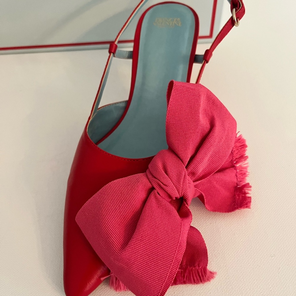 Frances Valentine Grace Nappa Leather Red Heels with Pink Bow
One in light blue - Picture 2 of 11
